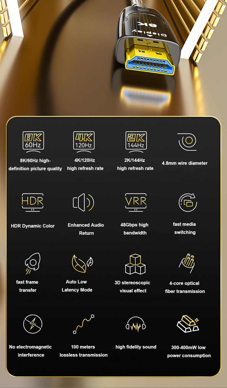8K HDMI 2.1 Fiber Optic Cable